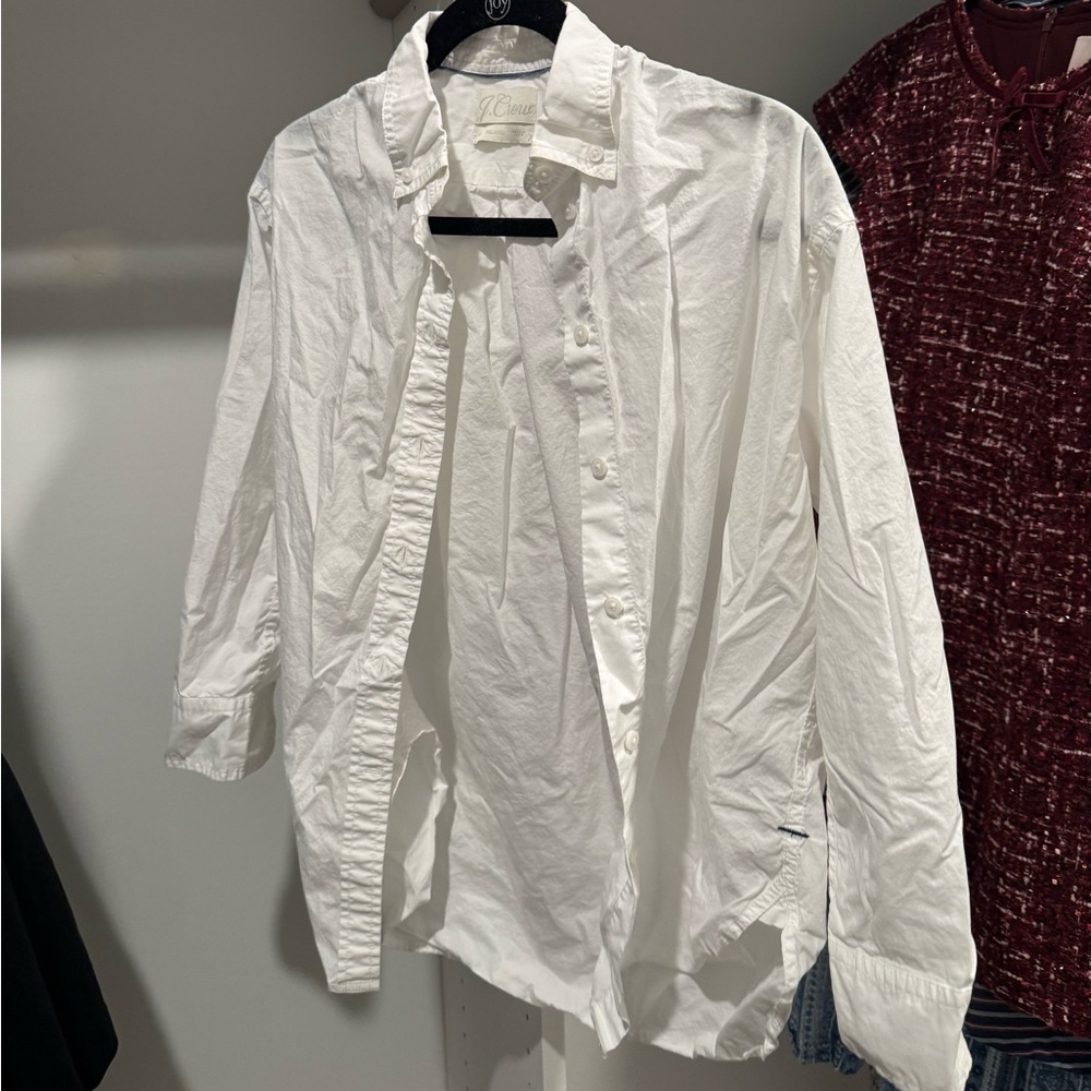 Women’s J. Crew Relaxed White Button Down Shirt, 4P
